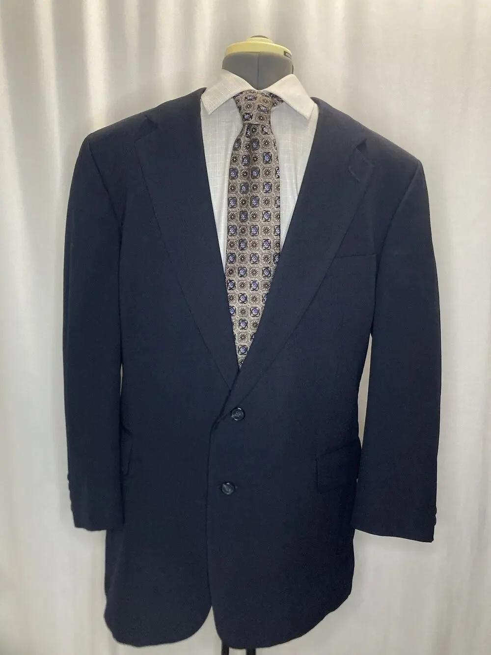 Lands End Mens 42R Blazer Navy Blue Wool 2 Button 45